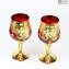 Lot de 2 Verres Trefuochi Rouge - You & Me - Verre de Murano Original