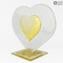 Heart Love - Vidro transparente com ouro puro - Original Murano Glass Omg