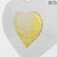 Heart Love - Verre transparent avec or pur - Verre de Murano original Omg