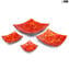 Square Plate - Red - Empty pockets - Murano Glass