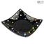 Millefiori Square plate - black - Original Murano Glass