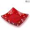 Millefiori Square plate - red - Original Murano Glass