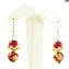 Boucles d'Oreilles Cecilia Double - Rouge - Verre de Murano Original OMG