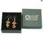 Boucles d'Oreilles Cecilia Double - Rouge - Verre de Murano Original OMG