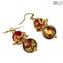 Boucles d'Oreilles Cecilia Double - Rouge - Verre de Murano Original OMG