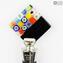 Bottle Stopper Black & Mix Millefiori - Original Murano Glass OMG® + Gift Box