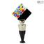 Bouchon de bouteille Black & Mix Millefiori - Original Verre de Murano OMG® + Coffret Cadeau