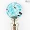 Bottle Stopper Silver Blue - Original Murano Glass OMG® + Gift Box