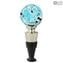 Bottle Stopper Silver Blue - Original Murano Glass OMG® + Gift Box