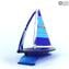 帆船-藍色-Murano原裝玻璃