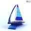 Sail boat - blue - Original Murano glass