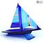 帆船-藍色-Murano原裝玻璃