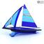 Sail boat - blue - Original Murano glass