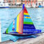 Segelboot - Multicolor - Original Murano Glas