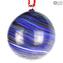 كرة الكريسماس الزرقاء - الخيال الملتوي - زجاج مورانو لعيد الميلاد