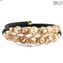 Bracelet Serena Double - blanc avec Avventurina - Verre de Murano Original OMG