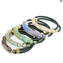 Bracelet Atena - Perles longues bleu clair avec Avventurina - Verre de Murano Original OMG