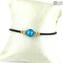Bracelet Perla Bleu Clair - avec Argent - Verre de Murano Original OMG