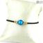 Pulseira Perla Azul Claro - com Prata - Original Murano Glass OMG