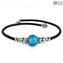 Bracelet Perla Bleu Clair - avec Argent - Verre de Murano Original OMG