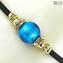 Bracelet Perla Bleu Clair - avec Argent - Verre de Murano Original OMG