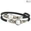 Pulsera Comet Silver - Cristal de calcedonia - Cristal de Murano original OMG