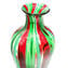 花瓶カンヌ緑と赤-オリジナルガラスムラノ