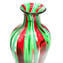 Vase Cannes Grün und Rot - Original Glas Murano