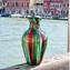 花瓶戛納綠色和紅色-Murano原創玻璃