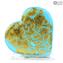 My Love - verre coeur avec or pur - Verre de Murano Original OMG