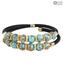 Bracelet Serena Double - Bleu Clair avec Avventurina - Verre de Murano Original OMG