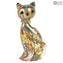 Katzenfigur in Murrine Millefiori Gold - Tiere - Original Murano Glas OMG