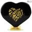 Heart Love - Vidro preto com ouro puro - Vidro Murano Original Omg