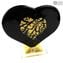 Heart Love - Vidro preto com ouro puro - Vidro Murano Original Omg