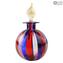 Frasco de perfume redondo - azul e vermelho - vidro original de Murano OMG