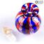 Bottle Perfume Round - Blue & Red - Original Murano Glass OMG