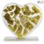 My Love - verre coeur avec or - Verre de Murano Original OMG