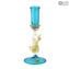 Classic Venetian Blue Candle Holder - Murano Glass