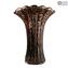 Flower Vase - Black and Avventurina - Original Murano Glass OMG