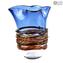 Califfone Blu - Vaso Soffiato - Vetro di Murano Originale OMG