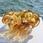 Centrotavola Fiore - Ambra  e oro - Vetro di Murano Originale OMG
