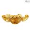 Centrotavola Fiore - Ambra  e oro - Vetro di Murano Originale OMG