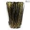 Lotus Vase - Black and Avventurina - Original Murano Glass OMG