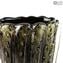 蓮花花瓶-黑色和Avventurina-原裝Murano玻璃OMG