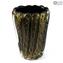 蓮花花瓶-黑色和Avventurina-原裝Murano玻璃OMG