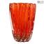 蓮花花瓶-紅色和金色-原裝Murano玻璃OMG