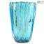 Vase Lotus - Bleu Clair - Verre De Murano Original OMG