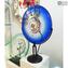 Lampe de Table Disque sur Pied - Ciel - Verre de Murano Original