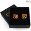 Cufflinks - Amber Spiral - Original Murano Glass OMG