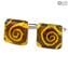 Boutons de manchette - Spirale Ambre - Verre de Murano Original OMG